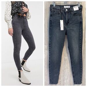 NEW! TOPSHOP JAMIE HIGH WAIST SKINNY Jeans Washed Black Size 26 Womens NWT